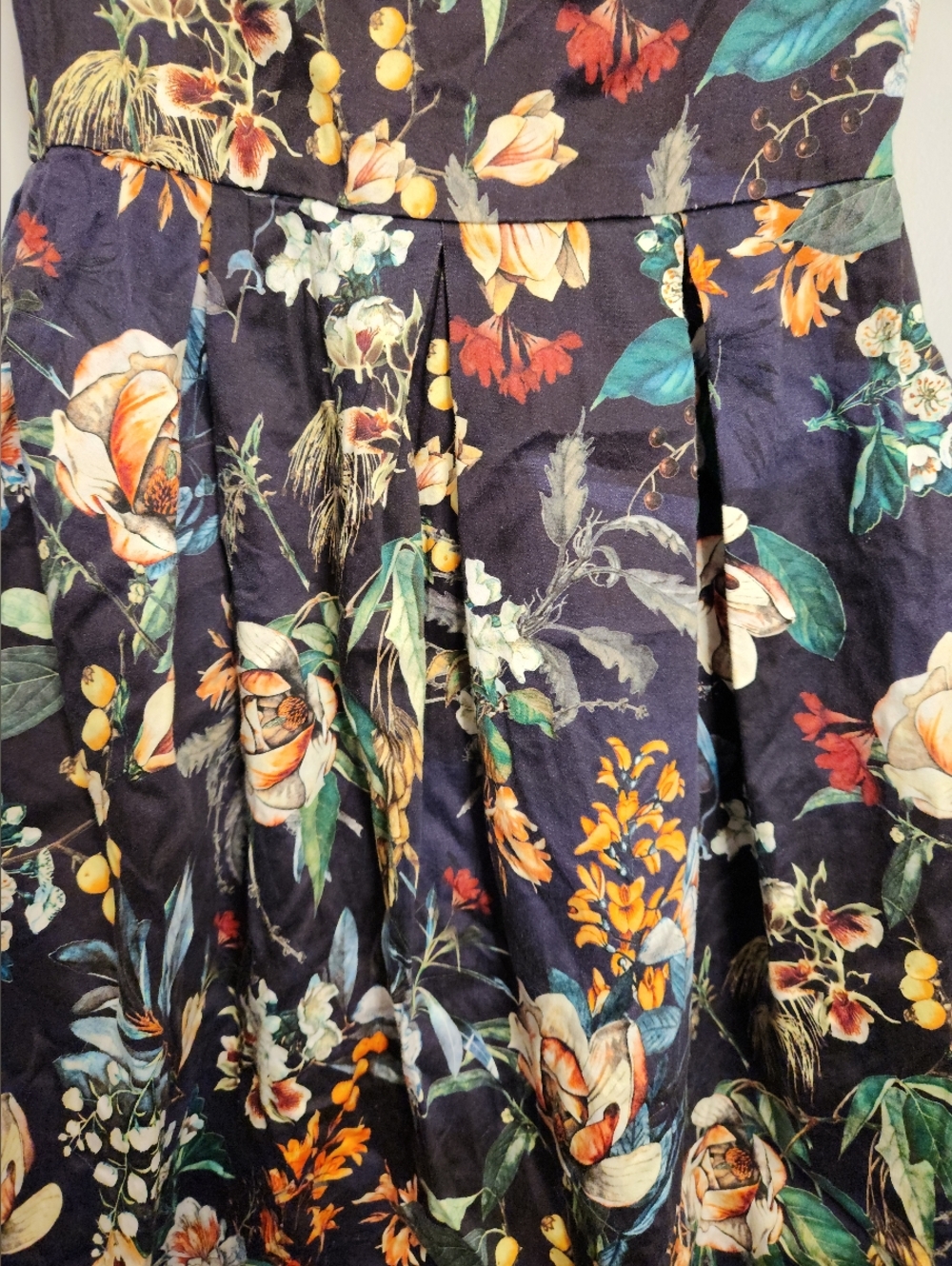 Closet Floral Fit-and-Flare Dress in Navy Size 8UK - Picture 7 of 16